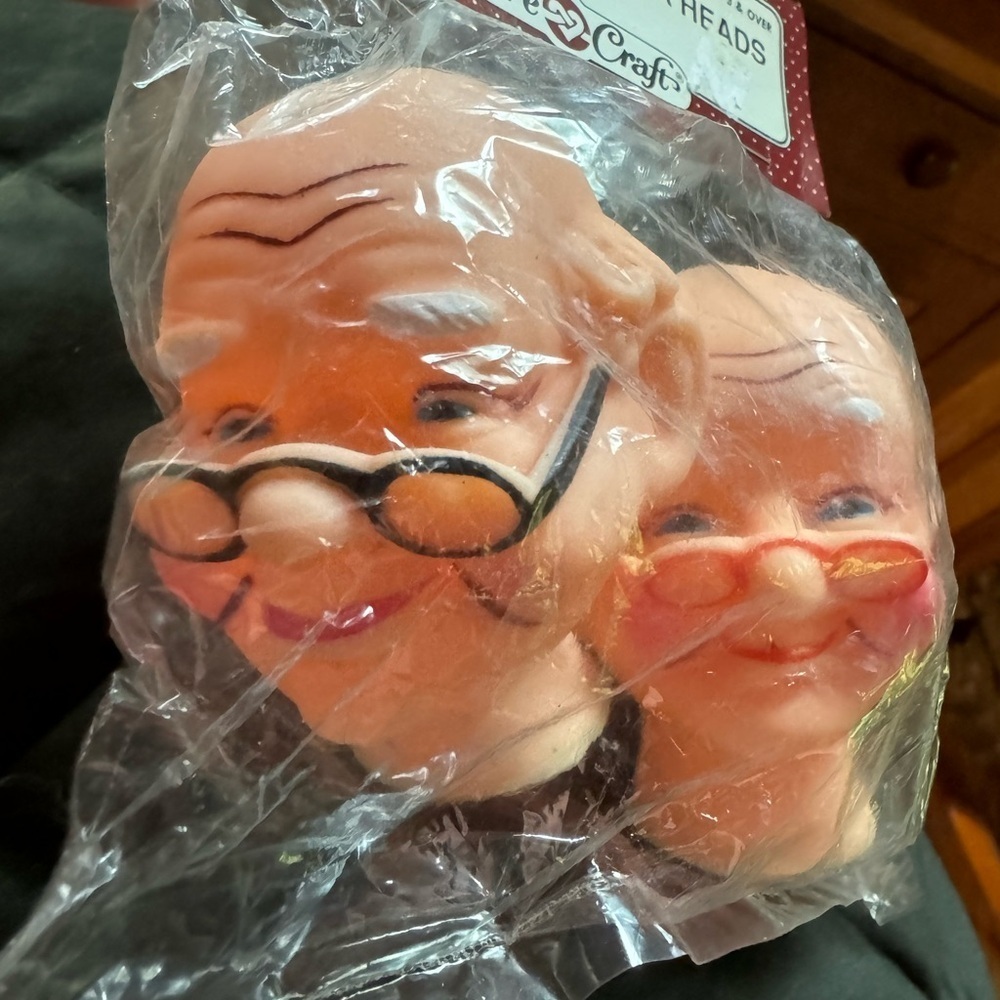 Vintage Fibre Craft Grandma and Grandpa doll heads New in package